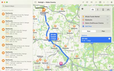 apple maps mac plan route