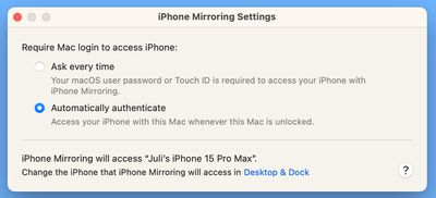 iphone mirroring settings