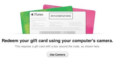 itunes 11 gift card camera