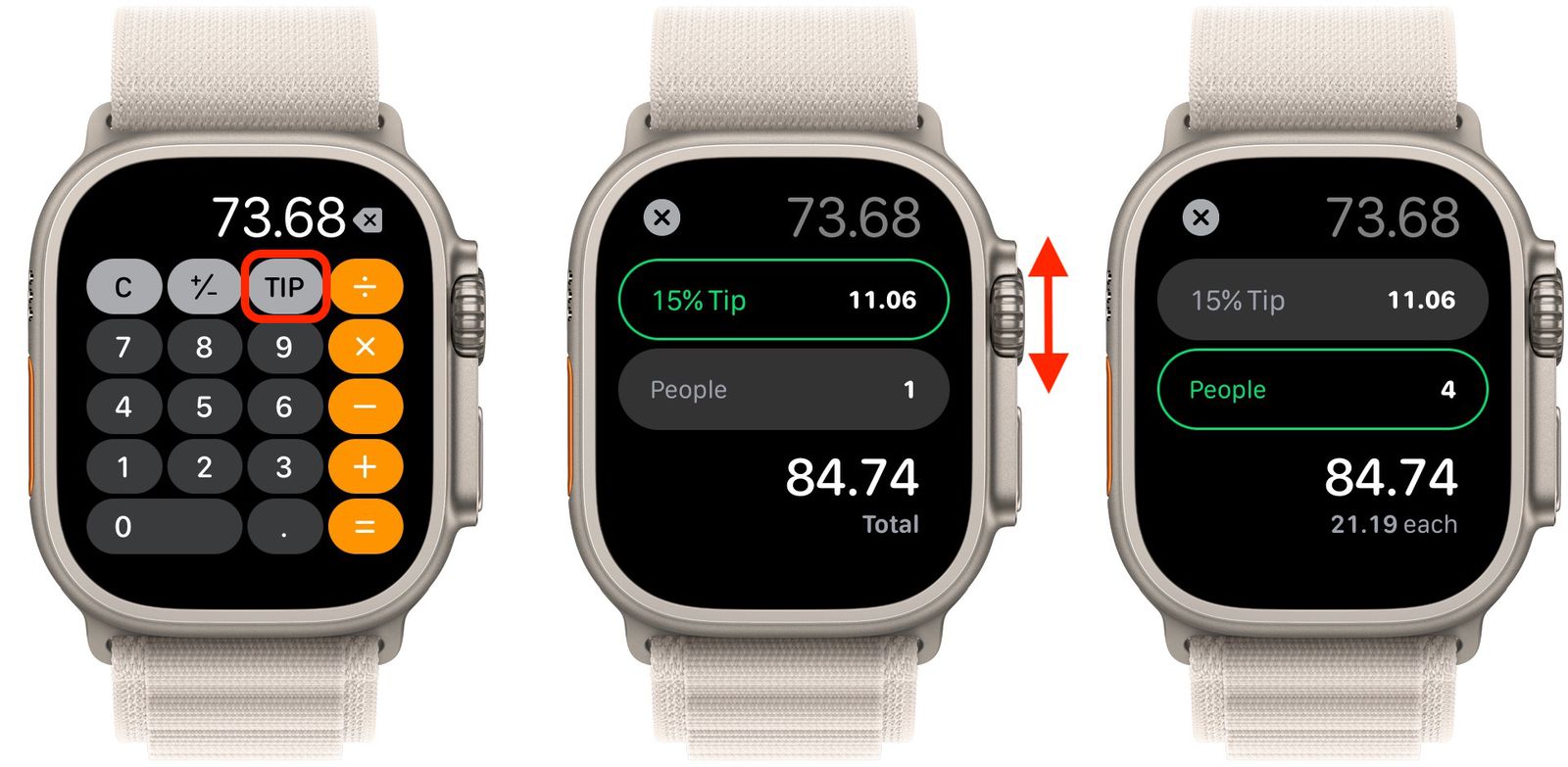 Apple Watch Calculator Tip Function 