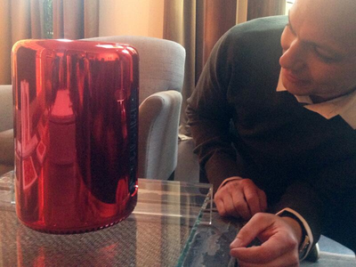 Tony Fadell With Red Mac Pro