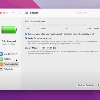 high power mode macos