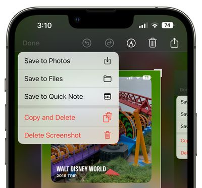 eliminar captura de pantalla ui ios 16 1