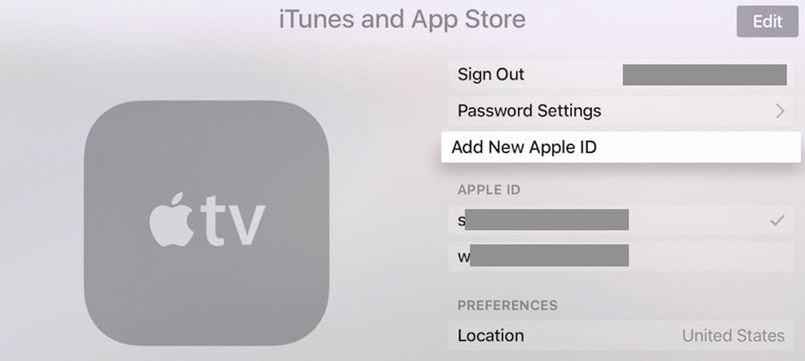 enter new id for how to back up your apple tv