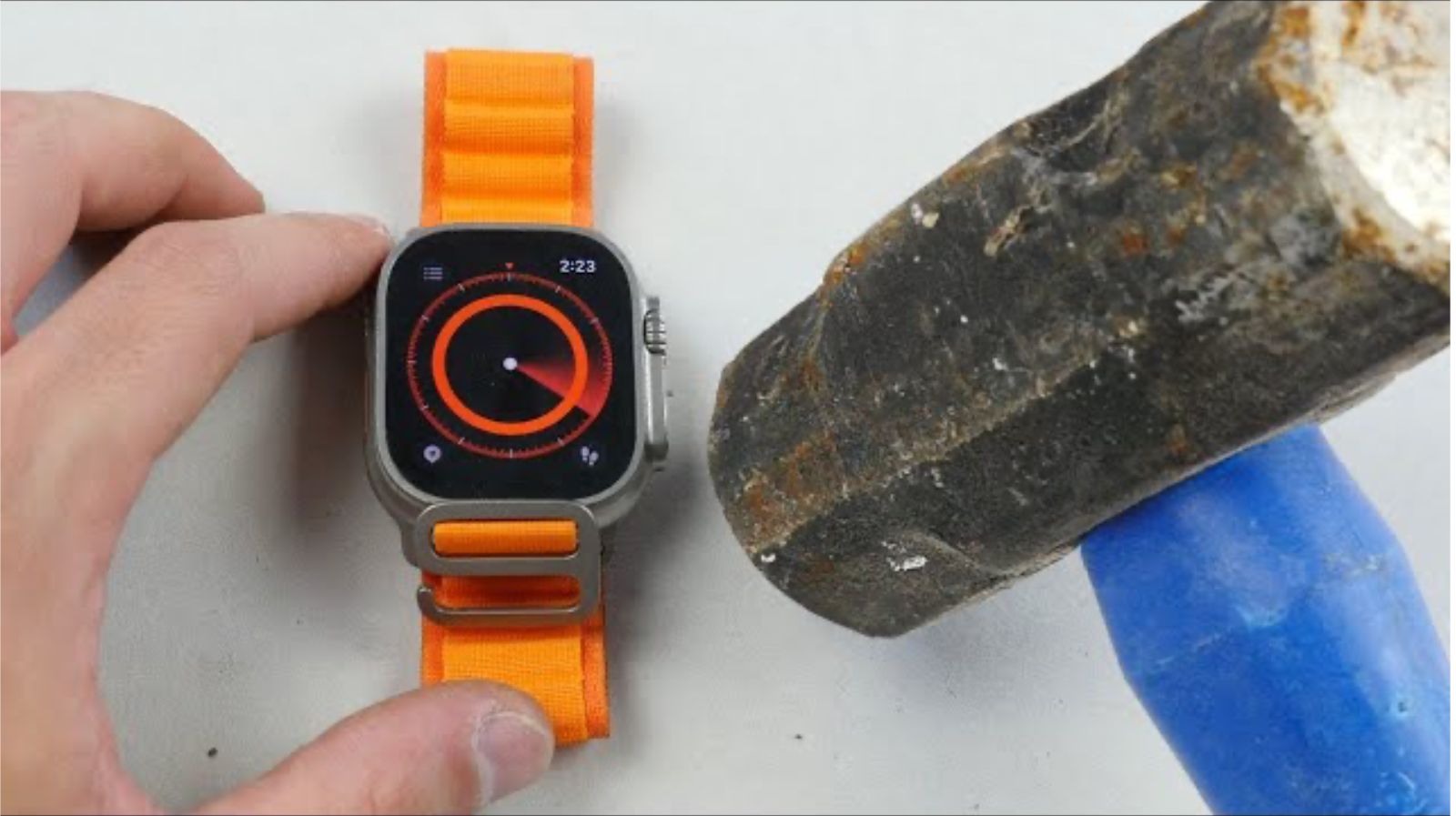 YouTuber Tests Apple Watch Ultra Durability With a Hammer: Table Breaks Before t..