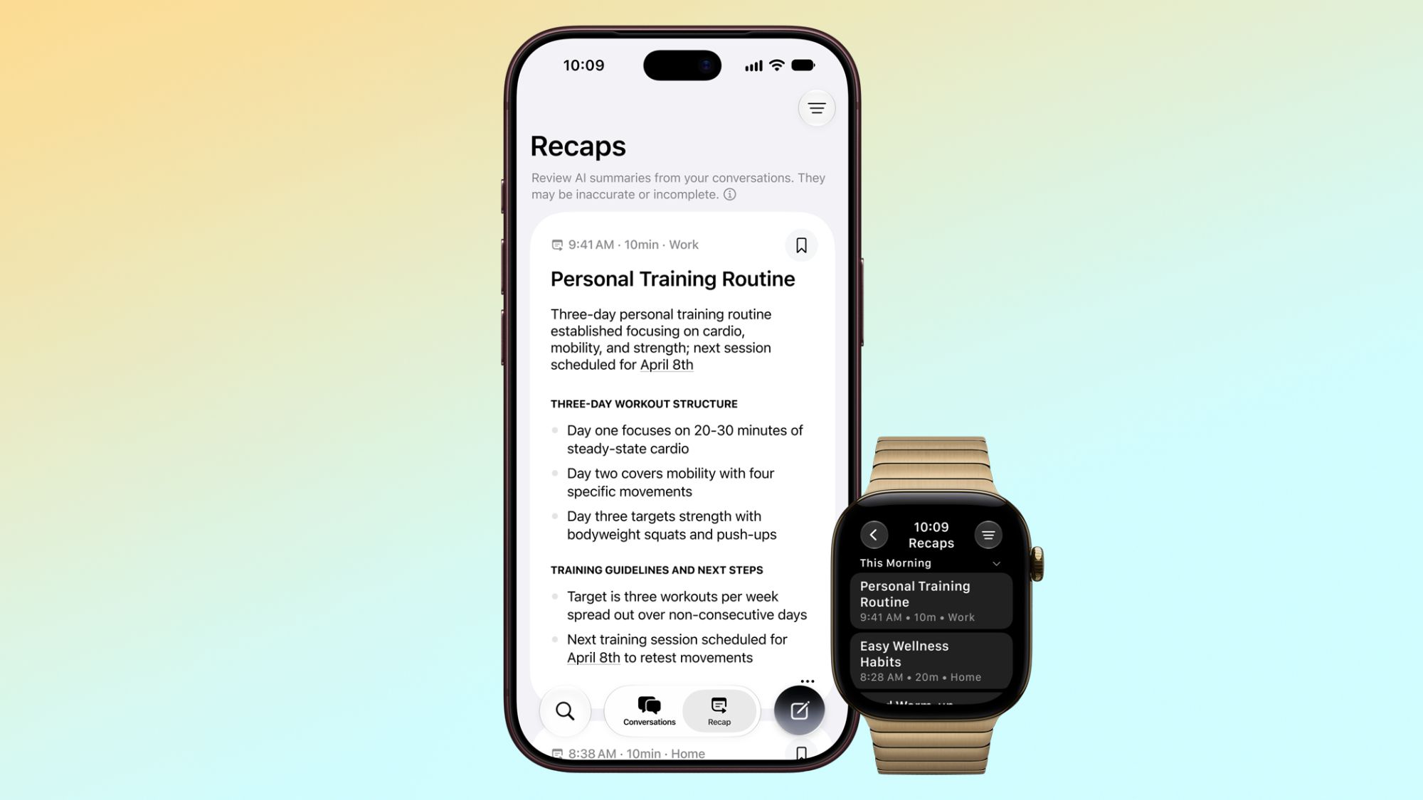 Apple Watch Series 12のSiri Recap画面