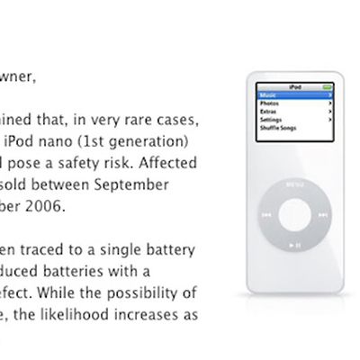 ipod nano replacement notice