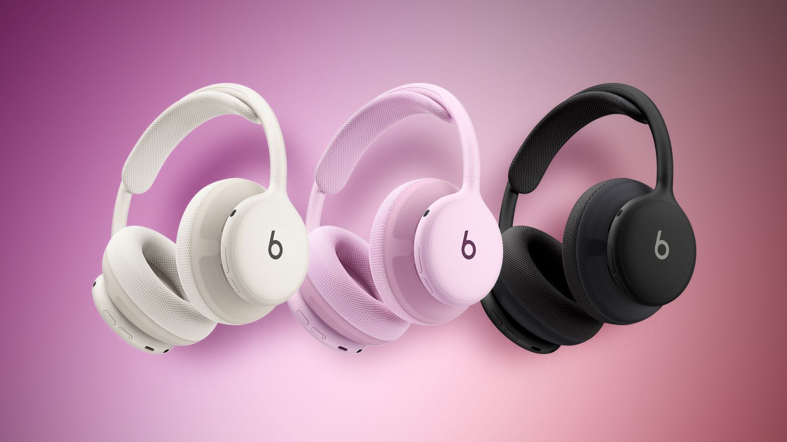 クリーム、ピンク、黒の3色を並べた未発表Beats 360ヘッドホンの小売掲載画像