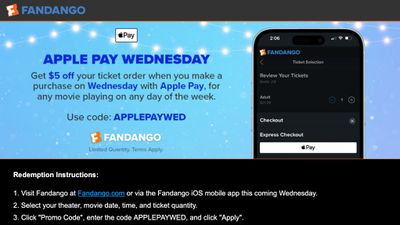 Apple Pay: скидка 5 долларов на билеты в кино от Fandango сегодня