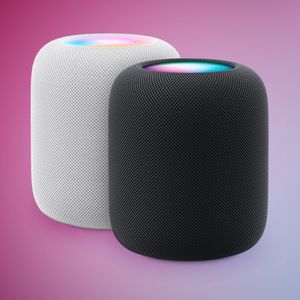 HomePod 2 White and Midnight Feature Purple Blue