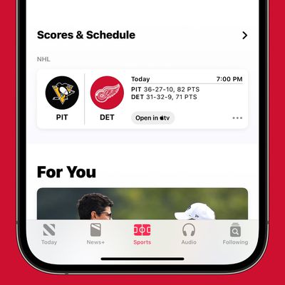 apple news sports tab