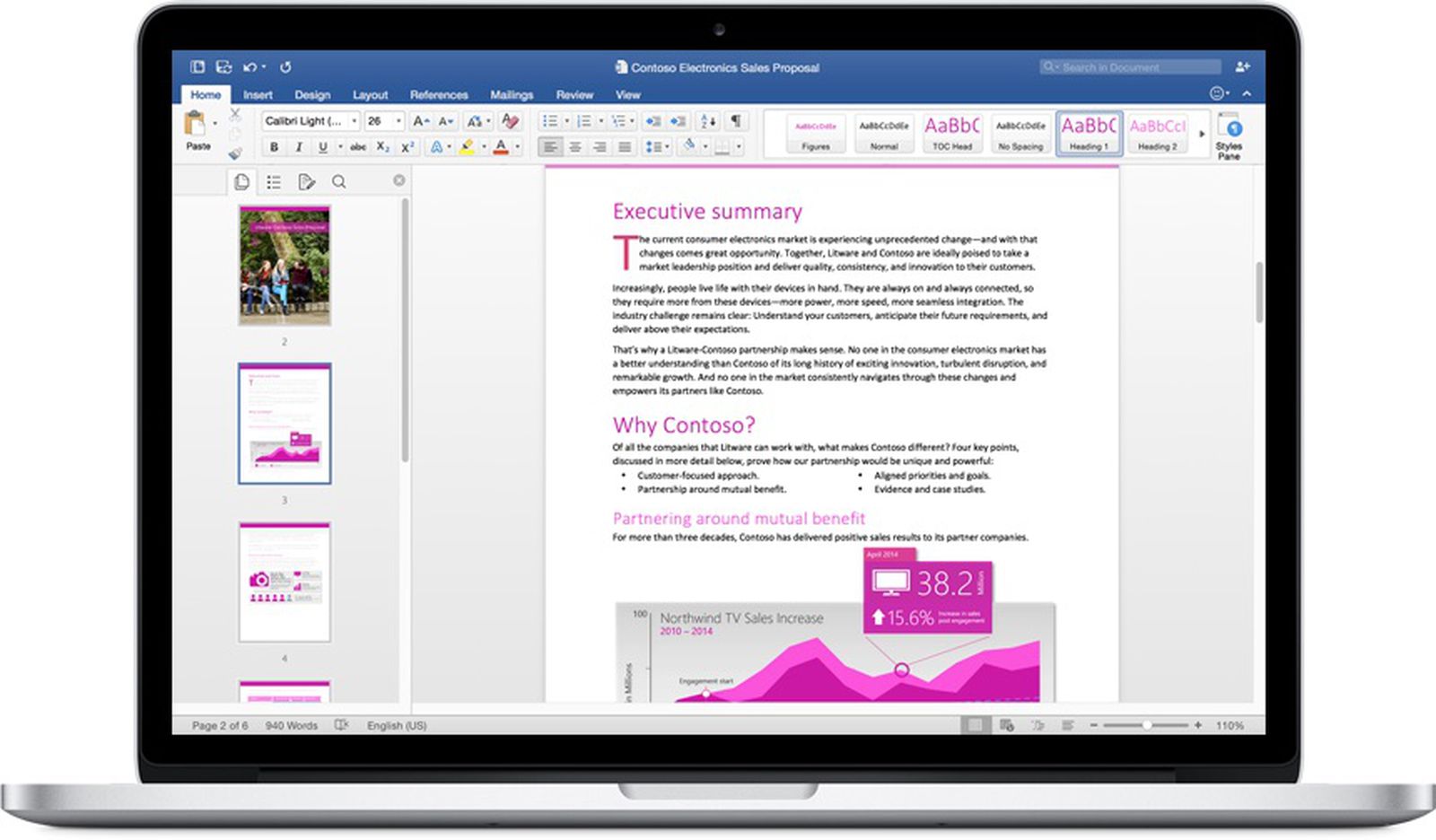 does ms office for mac 2016 allow split screen