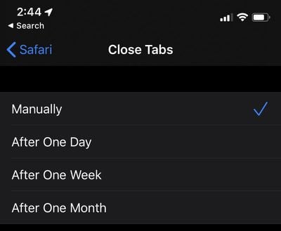 iOS 13 Safari Tab Closing