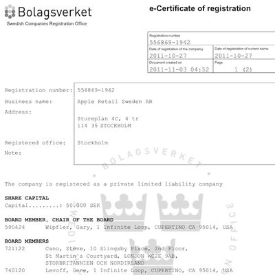 apple retail sweden registration