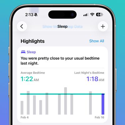 ios 26 4 average bedtime