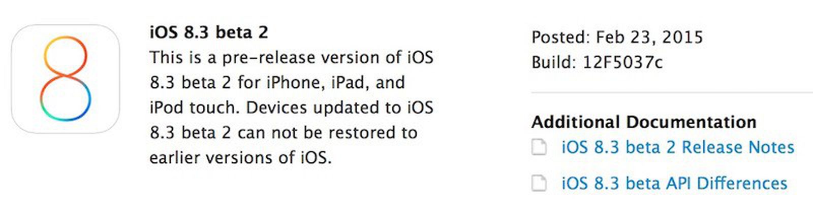 Apple Seeds Second Ios 8 3 Beta To Developers Macrumors Apple Seeds Second Ios 8 3 Beta To Developers Macrumors