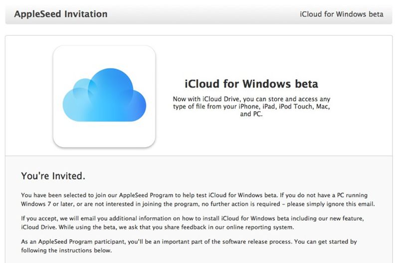 Apple Begins Inviting AppleSeed Members to Test iCloud for Windows Beta