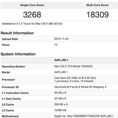 geekbench 6 core mac pro 2013