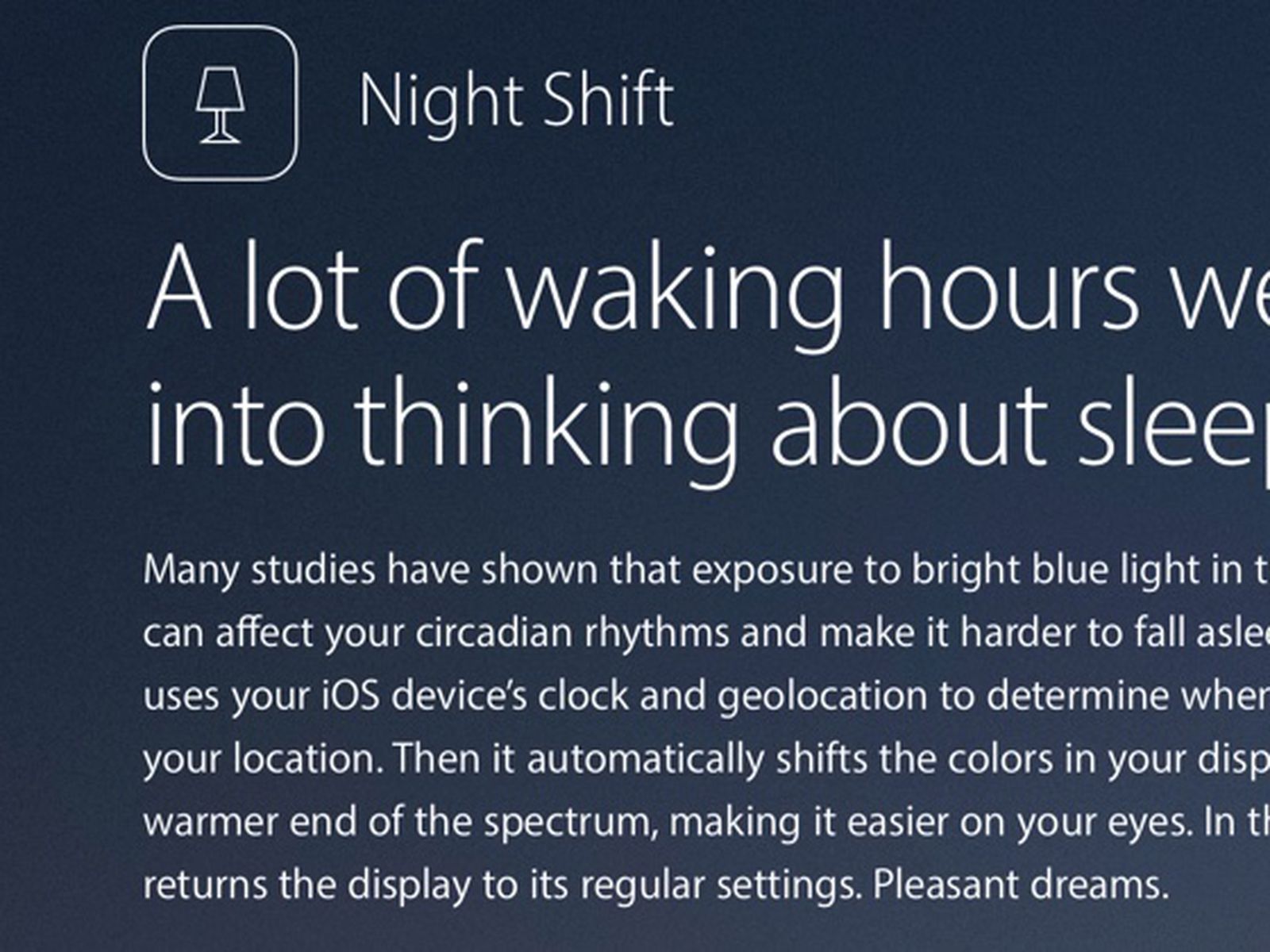 Does Apple's new Night Shift mode really give you a better night's sleep?, Sleep