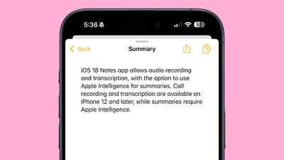 Resumen de texto de notas de iOS 18