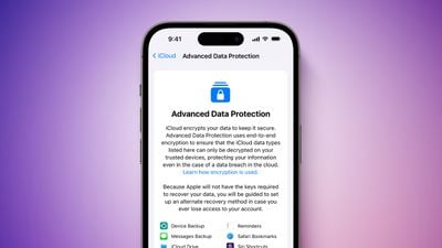 Екран за разширена защита на Apple Advanced Data Protection Функция Лилаво
