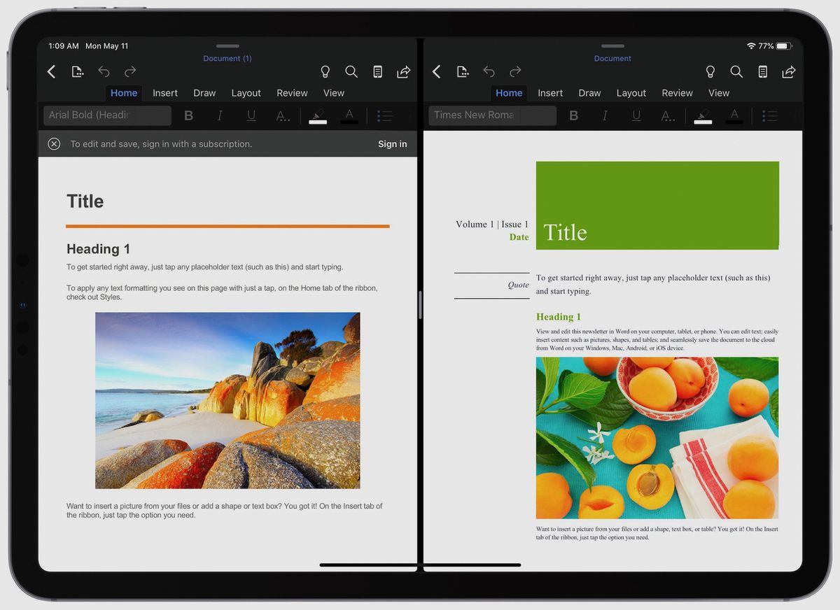 microsoft word powerpoint ipad split view image