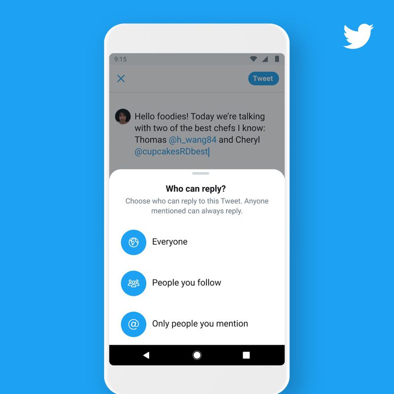 Twitter test lets users limit who can reply to their tweets