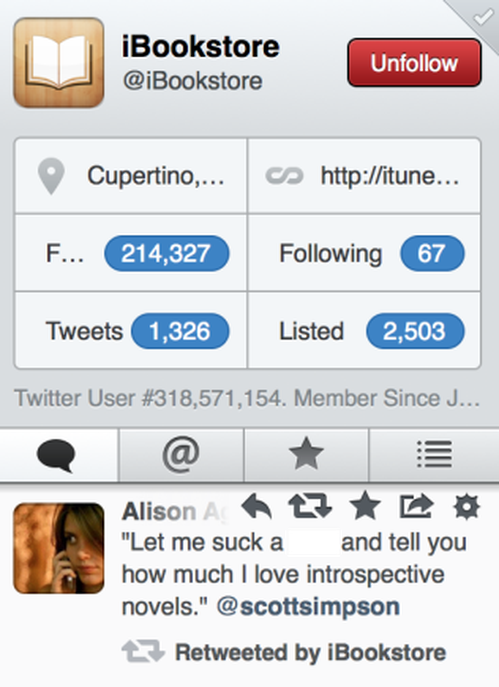 Apple's iBookstore Twitter Account Accidentally Retweets Obscene