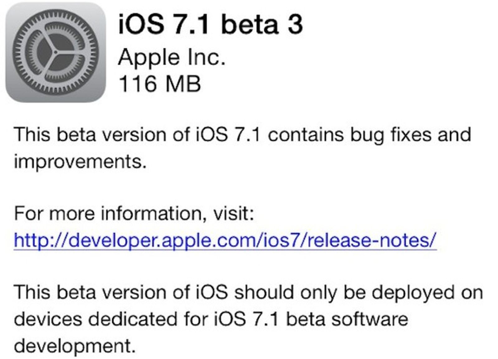 Apple Releases iOS 7.1 Beta 3 to Developers - MacRumors