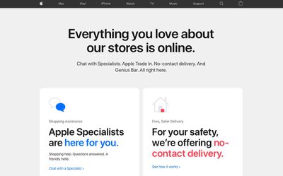 apple online shopping services webpage