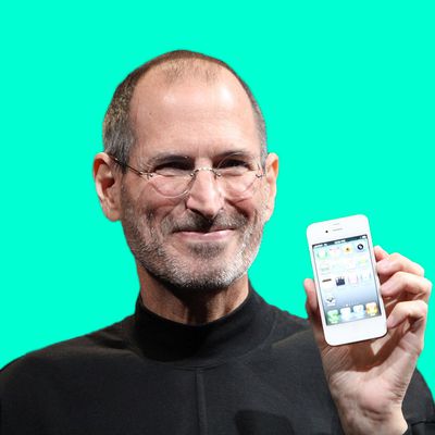 steve jobs holding iphone 4 feature teal