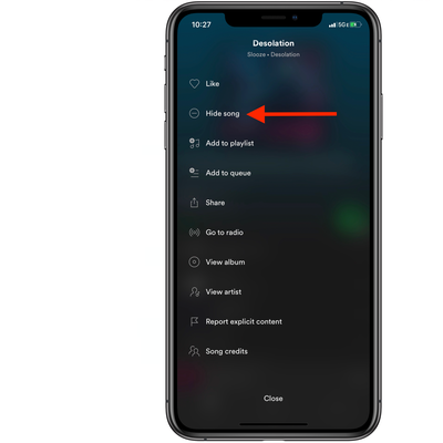 spotify hide song