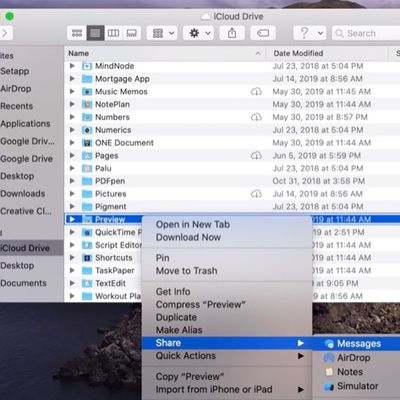 icloud folder sharing catalina