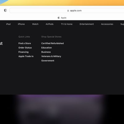 Apple Website Drop Down Menus