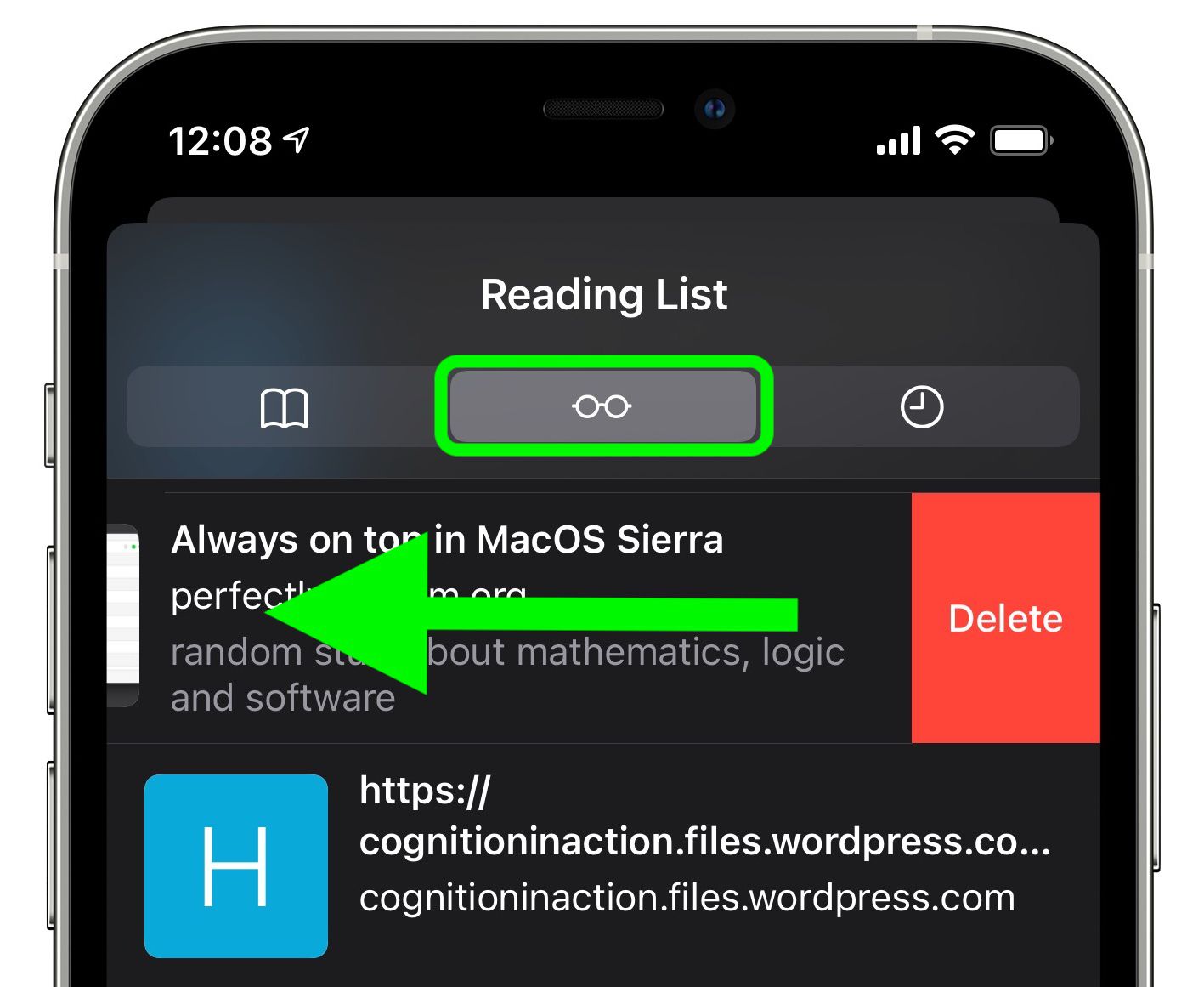 clear safari reading list on mac