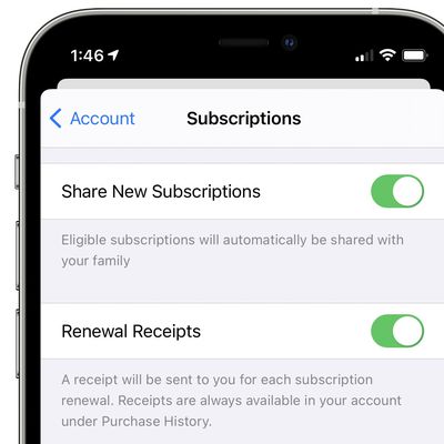 share new subscriptions family sharing