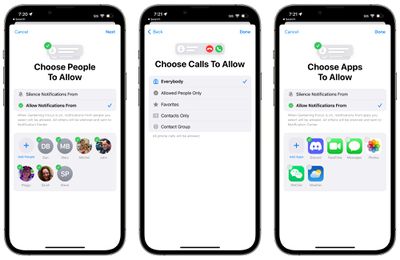 focus ios 16 choose people apps