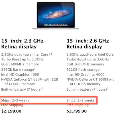 retina macbook pro 2 3 weeks