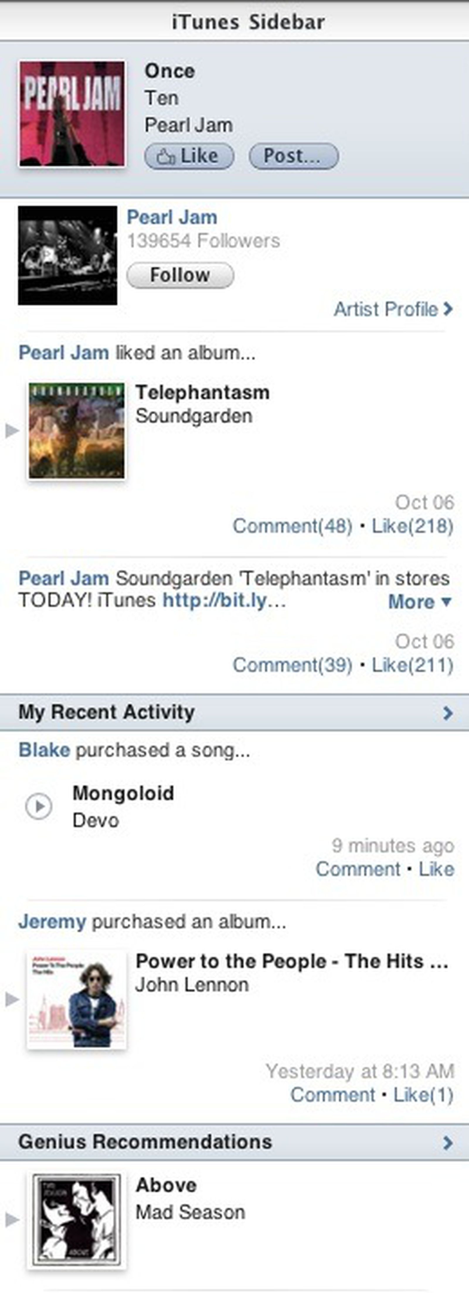 Genius Return in Renamed 'iTunes Sidebar' MacRumors