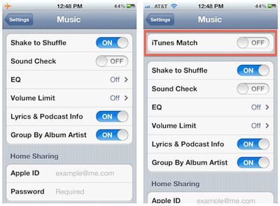 itunes match ios 5 toggle