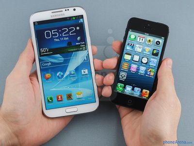 galaxy note ii iphone 5