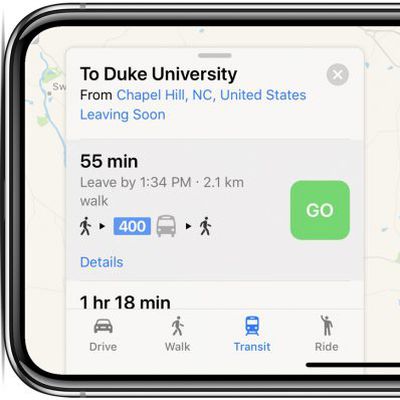 apple maps transit north carolina