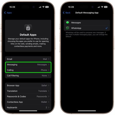 whatsapp default app iphone