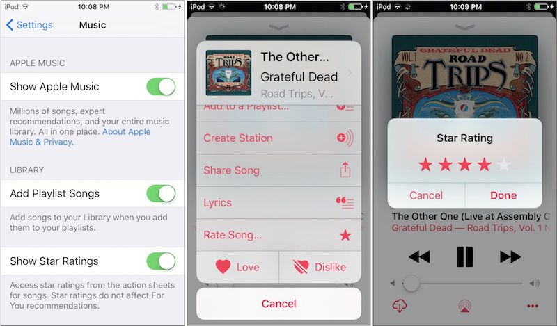 Star Ratings Make a Return to Apple Music on iOS 10.2 Beta - MacRumors