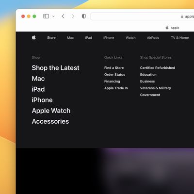 Apple Website Drop Down Menus