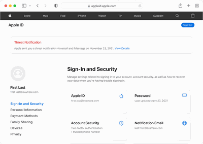 apple id threat notification