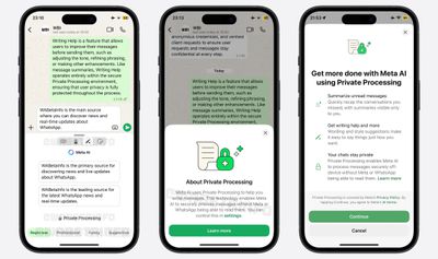 WA WRITING HELP MESSAGE SUGGESTIONS WITH TONES PRIVATE PROCESSING FEATURE IOS
