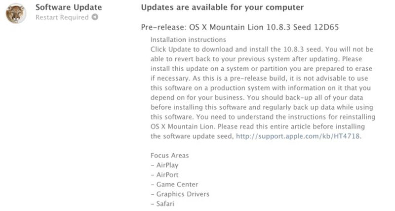 Apple Seeds Build 12D65 of OS X Beta 10.8.3 to Developers - MacRumors