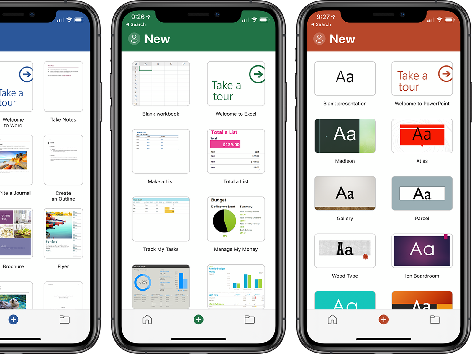 Microsoft Word Excel And Powerpoint Apps Redesigned With Simplified Three Tab Layout On Iphone Macrumors