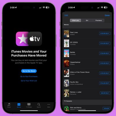 itunes movies wishlist ios 17 3